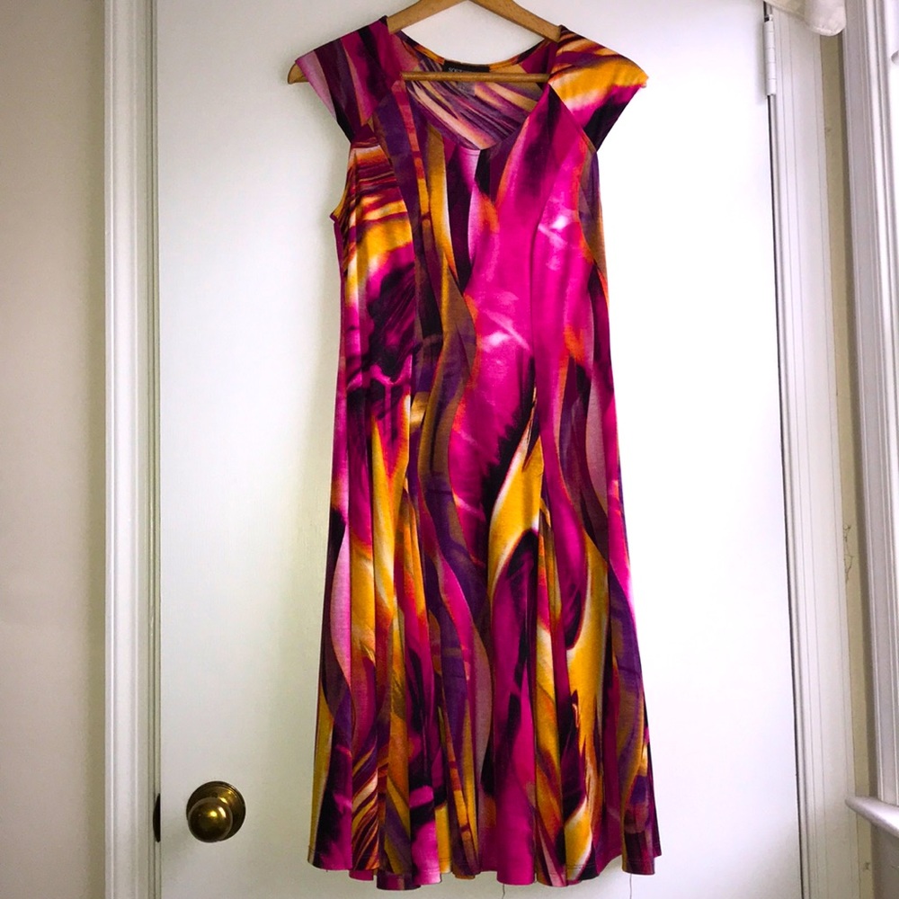 Soft Works midi Dress Swing Dress Flare Twirl Capped Sleeve Small